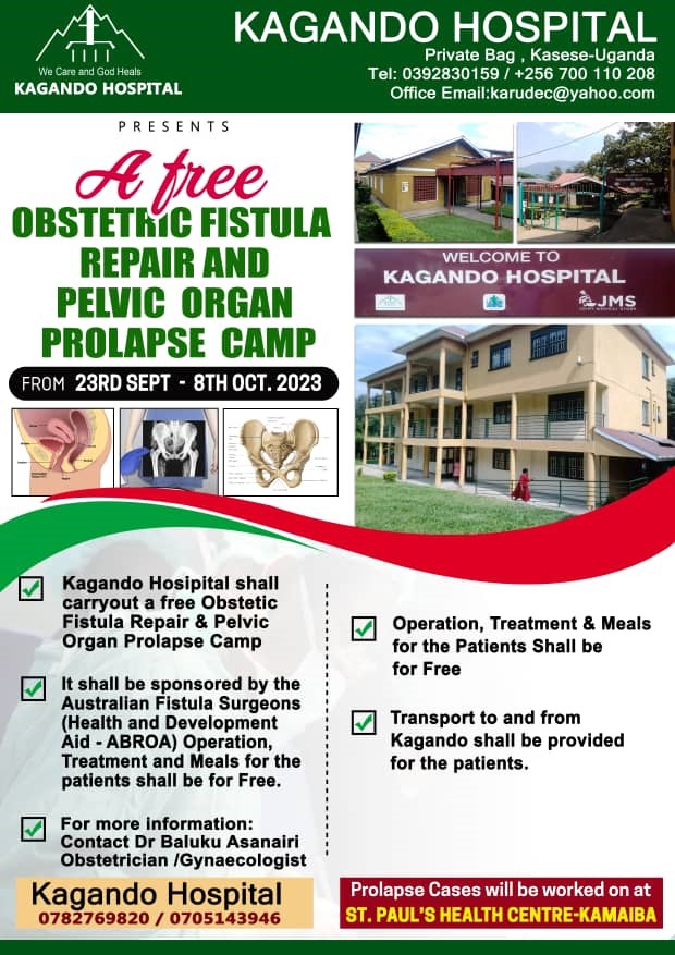 OBSTETRIC FISTULA REPAIR AND PELVIC ORGAN PROLAPSE CAMP FROM 23rd September 2023 to 8th October 2023